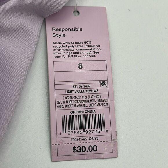 NWT WILD FABLE Dress Pants Womens Size 8 Light Violet Pleated High-Rise Wide Leg - Picture 6 of 16